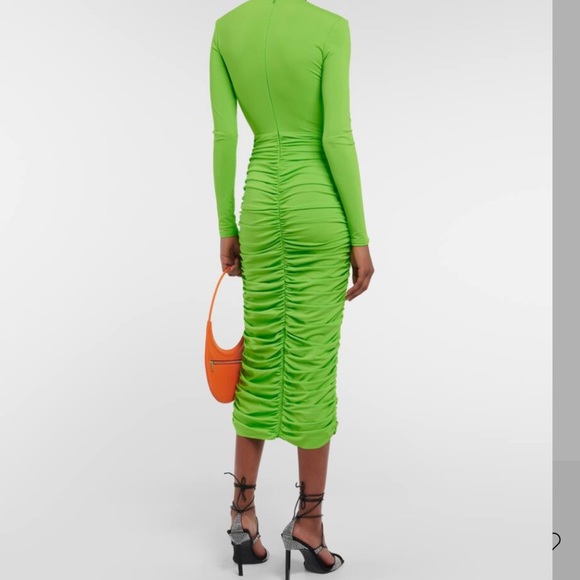 Alex Perry Neon Green Ruched Long Sleeve Dress - Picture 3 of 14